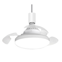 Ventilateur de plafond LED invisible avec lumière, douille E27, télécommande, variateur de trois couleurs pour salles à manger et chambres