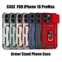 Coque de téléphone portable anti-chute en TPU avec protection intégrale à 360°, support anneau métallique rose doré pour iPhone 17
