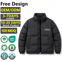 Veste d'hiver matelassée unisexe personnalisée LEDUO noire à col montant et fermeture éclair intégrale pour homme, idéale pour l'extérieur