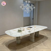 Table à manger en onyx blanc sur mesure, pierre naturelle translucide, finition polie, décoration de salle à manger moderne de luxe