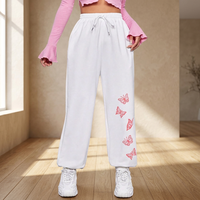 Pantalon de jogging ample en molleton de coton à taille élastique pour femmes grandes tailles, imprimé, style streetwear