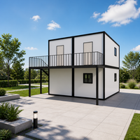 Casa Contenedor Modular Prefabricada de Dos Pisos y 20 Pies con Cocina Exterior, Terraza Amplia y Montaje Rápido - Villa Moderna