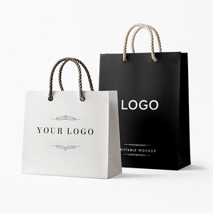 Sacs en papier personnalisés de luxe noirs <span class=keywords><strong>avec</strong></span> poignée et logo imprimé <span class=keywords><strong>pour</strong></span> boutiques de chaussures - Product Image 1