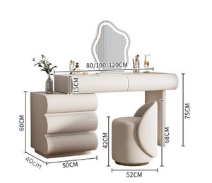 Tocador de madera superventas <span class=keywords><strong>con</strong></span> espejo y <span class=keywords><strong>luz</strong></span> LED de 3 colores, mesa de <span class=keywords><strong>maquillaje</strong></span> <span class=keywords><strong>para</strong></span> dormitorio, hogar u hotel - Product Image 5