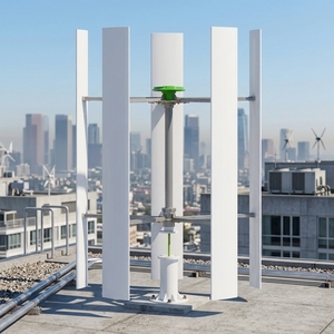 Générateur éolien à axe vertical haute efficacité 5 pales 50 kW 380 V, fort débit de vent, diamètre du rotor 5,8 m, hauteur 10 m, H-50 kW - Product Image 1