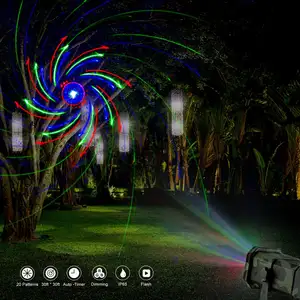 야외 방수 LED 레이저 프로젝터 빛 20 패턴 RF 원격 제어 레이저 조명 RGB 나이트 클럽 DJ 라이트 가든 80 G8