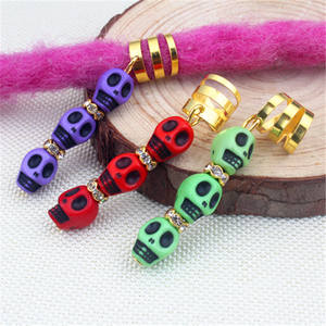 حقيبة واحدة من إكسسوارات الشعر المرصعة بالأحجار الأكريليكية لتزيين الضفائر ودبابيس الشعر على شكل جمجمة وإكسسوارات يدوية الصنع - Product Image 4