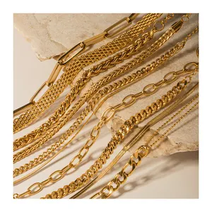 ERESI High Quality Waterproof 18 K Gold Planted Jewelry Statement Hip Pop Chain Choker Stainless Steel Cuban Chains Bracelet