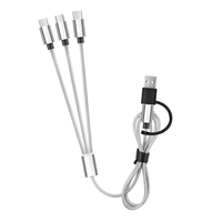 Kabel Micro USB Type-C Pengisian Cepat 3A Bersertifikasi CE, Logo Kustom, 1.2M, Jalinan Nilon, Tembaga Murni, Dual Input, untuk Ponsel