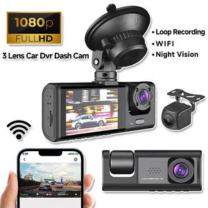 Cámara de salpicadero de tres lentes <span class=keywords><strong>DVR</strong></span> para coche HD 130 P gran angular de 1080 grados con caja negra y pantalla IPS delantera trasera interna en Color negro - Product Image 2