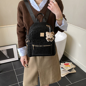 Hot Selling 2026 New Classic Leopard Print Nylon Waterproof Zipper Fashion <b>Backpack</b> Women Large Capacity Outing Travel Versatile - Product Image 3