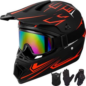 Casque de motocross pour jeunes enfants Casque intégral de moto Dirt Bike tout-terrain VTT <span class=keywords><strong>BMX</strong></span> MX ATV avec (masque de lunettes de gants) - Product Image 3
