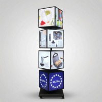 Boîte à lumière rotative sur pied, cube d'affichage de menu, panneau publicitaire LED, intérieur/extérieur, graphiques remplaçables, personnalisable