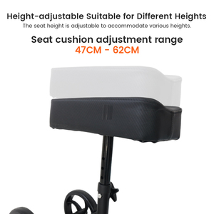 Andador <span class=keywords><strong>de</strong></span> rodilla plegable YIDE <span class=keywords><strong>de</strong></span> acero al carbono con 4 ruedas, asiento acolchado, manual, para adultos, cuidado en el hogar, recuperación postoperatoria, soporte <span class=keywords><strong>de</strong></span> movilidad - Product Image 2