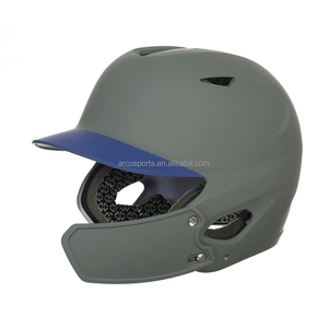 ホットセールプロ野球ヘルメット左片耳ツートンアーミーグリーンとホワイトマットソフトボールヘルメット野球ヘルメット - Product Image 1