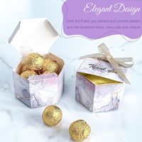 Boîtes cadeaux hexagonales pour chocolats, 50 pièces, boîtes à dragées avec ruban pour mariage, fête prénatale, anniversaire, décorations