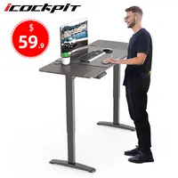 Icockpit-mesa de elevación Manual para ordenador portátil, escritorio de pie con marco de Metal Popular, escritorio de altura ajustable