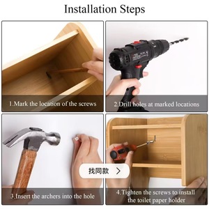 Bamboo Wall Mounted Drawer Storage <b>Box</b> 8.7x6x9 Inch Bathroom Toilet Paper Holder Shelf Organizer - Product Image 5
