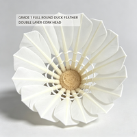 Volants de badminton de tournoi ronds de qualité supérieure, personnalisables OEM/ODM avec logo, tête en liège composite double couche, vol stable, 12 pièces par tube