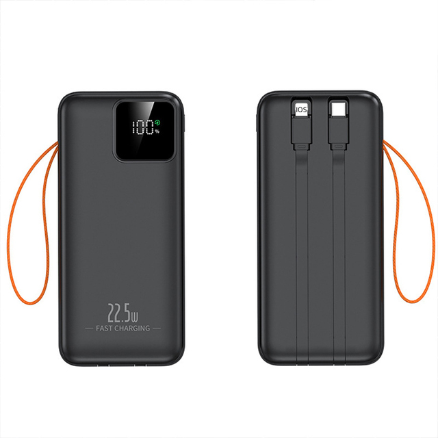 Hot Selling Products Large Capacity LED Display Screen Power Bank 20000mah Fast Charging Power Bank With Cable
