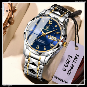Reloj de pulsera de lujo para hombre, resistente al agua, fecha luminosa, semana, relojes para hombre, Reloj de cuarzo de acero inoxidable para hombre, Reloj para hombre - Product Image 1