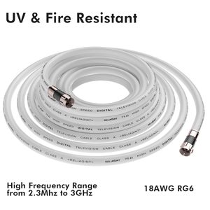 10フィート銅RG6高速低損失同軸ケーブルFコネクタF81 RFダブルメスアダプターIP67定格HDテレビディッシュ衛星 - Product Image 2