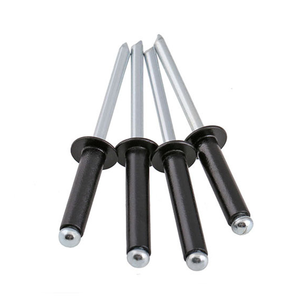 Rivets aveugles à tête ouverte en aluminium et acier inoxydable DIN7337, anodisés noirs, avec mandrin, pour la fixation de matériel industriel - Product Image 1