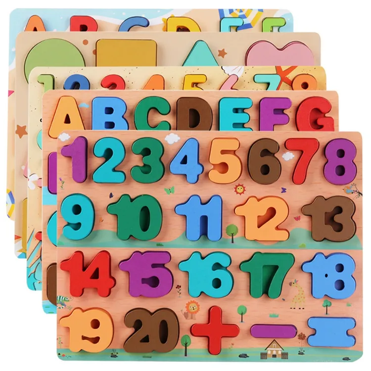 Puzzle en bois pour les tout-petits, Puzzle en bois en forme d'alphabet et de chiffres, puzzle abc en bois pour les enfants qui apprennent