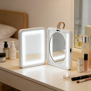 Intelligent Portable Foldable <b>Makeup</b> <b>Mirror</b> with LED Light Rechargeable Personalized <b>Travel</b> <b>Mirror</b> - Product Image 3
