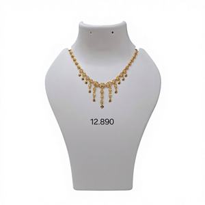 <b>Gold</b> Beaded Chain Necklace <b>Set</b> with Triple Drop Detailing and Coordinated Earrings for Womens Casual <b>Jewelry</b> - Product Image 2