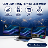 Moniteur portable OEM ODM 16 pouces, triple écran, extension d'écran d'ordinateur portable 1920x1200P, extension d'écran d'ordinateur portable pour la maison et le bureau
