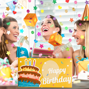 Boîte <span class=keywords><strong>cadeau</strong></span> surprise 3D avec <span class=keywords><strong>confettis</strong></span> rebondissants, porte-argent pop-up, carte créative DIY pour les fournitures de fête d'anniversaire - Product Image 1