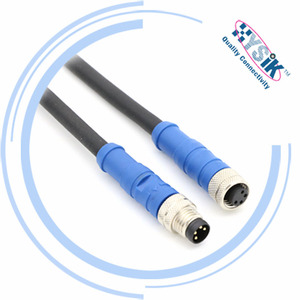 Kabel Molded IP67 dengan Konektor M8 3 4 5 Pin Female Sudut Lurus, Kabel PUR PVC - Product Image 1