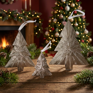 Handcrafted Metal Christmas Tree <b>Ornaments</b> Set Hanging Decor Art Deco Design Single-piece Package Vertical Birthday <b>Easter</b> - Product Image 3