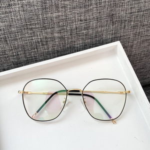 Monture de lunettes en métal Qianai, ronde, unisexe, pour myopie, anti-UV et anti-lumière bleue, taille moyenne - Product Image 3