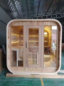 Sauna extérieur traditionnel en forme de cube avec cèdre rouge massif, vapeur humide, capacité de 2 à 4 personnes, poêle de sauna 6 kW, verre panoramique - Product Image 6