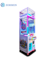 ZormenSingle Mini Machine d'Arcade Verticale à Griffe, Attrape-Jouets à Monnayeur, Thème Raton Laveur Mignon pour Fêtes, Éclairage RGB, avec Système de Paiement Multiple