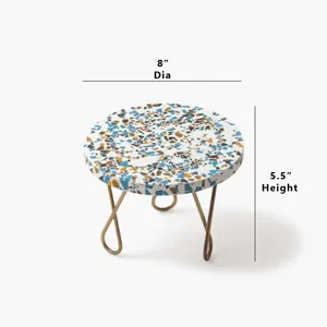 Multi-Functional Acacia Wood and Multicolor Terrazzo <b>Cake</b> <b>Stand</b> Indian Exporter's Dessert Serving and Decor Set - Product Image 4