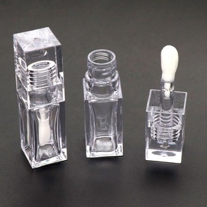 6.5ml Square Unique Transparent Thick Wand Lip <b>Gloss</b> Tube Big Brush Wand Custom PET Concealer Bottle Lip Plumper Tubes - Product Image 4