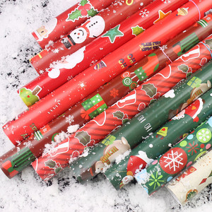 Papier cadeau de Noël rouge et vert, motif dessin animé, pour emballage artisanal de fêtes 7552 - Product Image 1