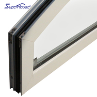 Superhouse Ventana arqueada de aluminio Diseño Ventana abatible redonda Ventana de luna de medio círculo con diseño de parrilla