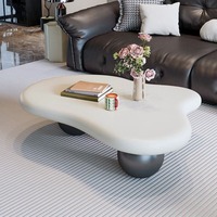 Nouvelle table basse en bois crème nuageux de style français, luxe léger, irrégulière, moderne et simple, pour salon et petits appartements