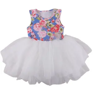 Bebek butik Tutu elbise kolsuz küçük kızlar prenses elbiseler Toddler şifon Tutu etek çiçek Tank Top
