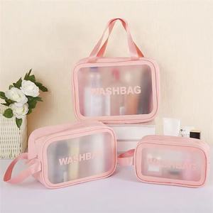 Custom Logo PU Leather PVC Transparent Clear Zipper Beauty Organizer Storage Bath <b>Wash</b> Cosmetic Makeup <b>Bag</b> - Product Image 1