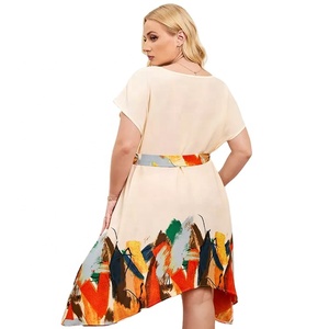 Plus Size Big Women Flare Sleeve stampa floreale Skater Dress 1XL 2XL 3XL 4XL 5XL - Product Image 5