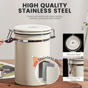 Coffee Canister with Valve & Date tracker Coffee Grounds Beans Canister Stainless Steel Airtight Coffee Canister - Product Image 4