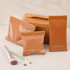 New Custom PU Leather Makeup <b>Bag</b> Pouch Skincare Cosmetic Travel Toiletry <b>Bag</b> Waterproof <b>Make</b> <b>up</b> <b>Bag</b> with Compartments - Product Image 4