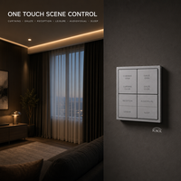 Interrupteur mural intelligent KNX 4 gangs 8 commandes avec matériau métallique, 30V DC, indice de protection IP20, compatibilité avec l'application KNX pour usage hôtelier