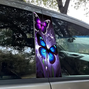Autocollants de protection imperméables pour pilier B personnalisés, 2 pièces, papillons et fleurs créatifs - Product Image 4