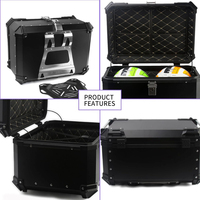 Top case moto 65L noir en aluminium, boîte à bagages pour moto, maletas para moto, boîte de rangement supérieure en alliage pour motos